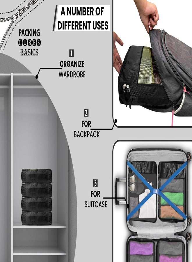 GBMI Compression Packing Cubes Travel Organizer, Travel Organiser Bags for Luggage, Clothes, Suitcase Travelling Pouches for Men And Women, Polyester (Small - Pack of 4, Black) - Image 4